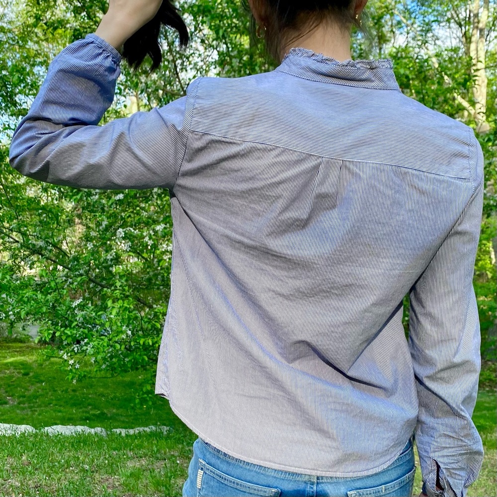 J. Crew Ruffle Button Down w/Pinstripe - Picture 4 of 4
